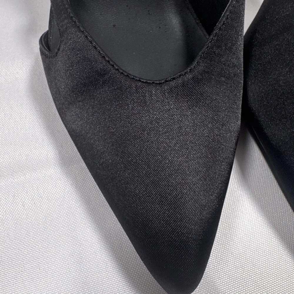 Fashion Nova Black Faux Suede Pointed Toe Strappy Ankle Wrap Heels Size 7
